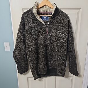 Live Oak Brand Sherpa Pullover Brown/Beige 1/4 Zip Super Soft  Size M PreOwned